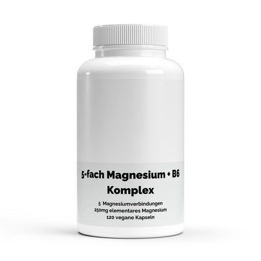 Magnesium 5x Komplex + B6 - 120 vegane Kapseln