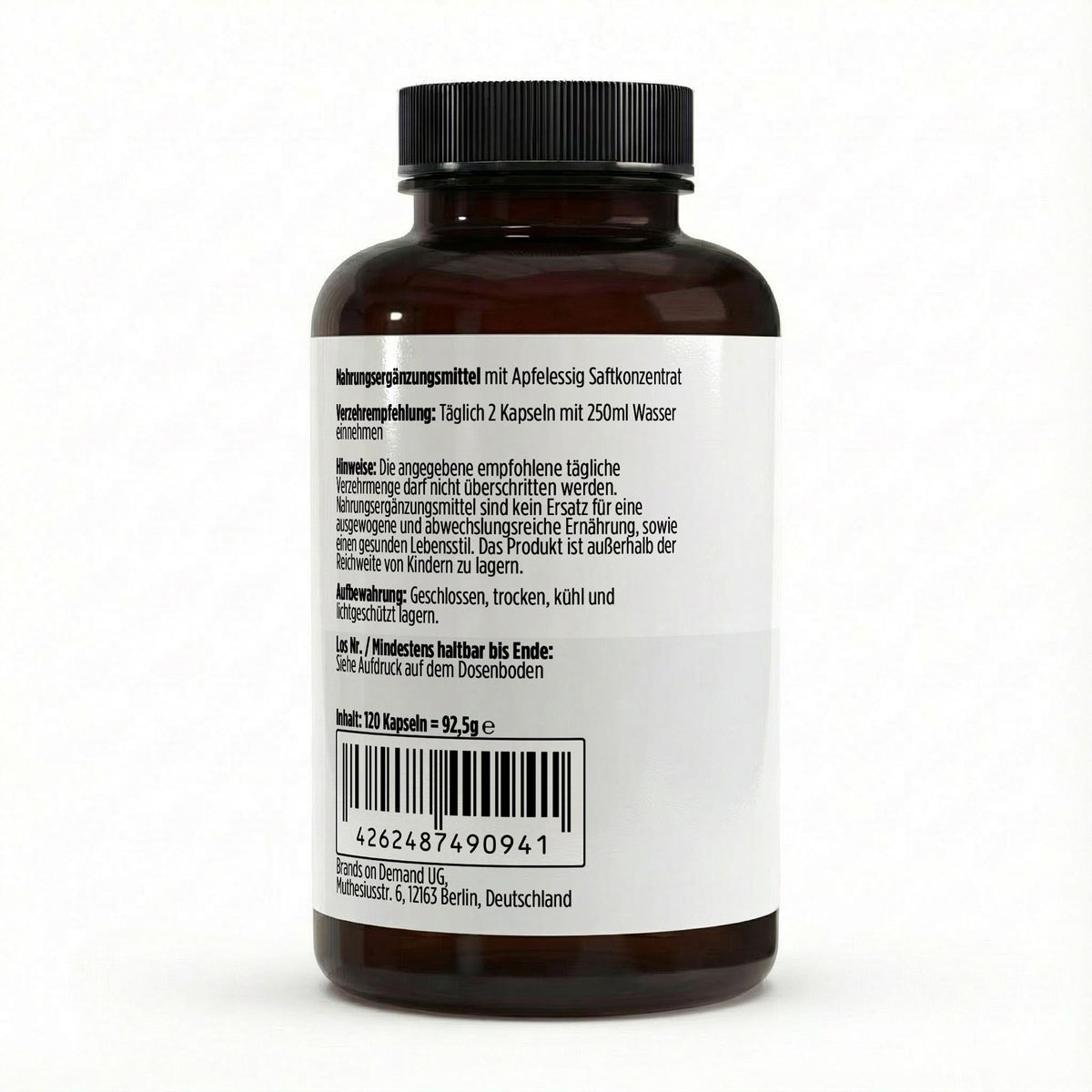 Apfelessig Extrakt Kapseln (600mg je Kapsel) - 120 vegane Kapseln